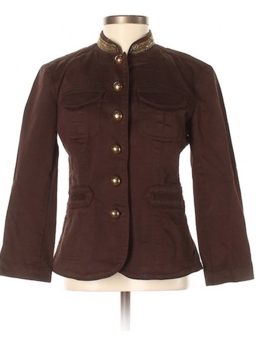 MICHAEL Michael Kors Brown Military-Style Button Front Jacket